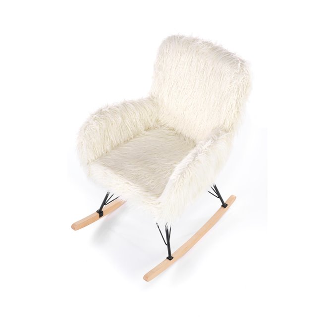 Rocking chair Haustin, cream/black/natural, H100x72x94cm, seat H50cm