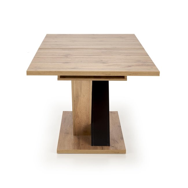 Extendable dining table Harando, oak/black color, MDF, H77x160-200x90cm