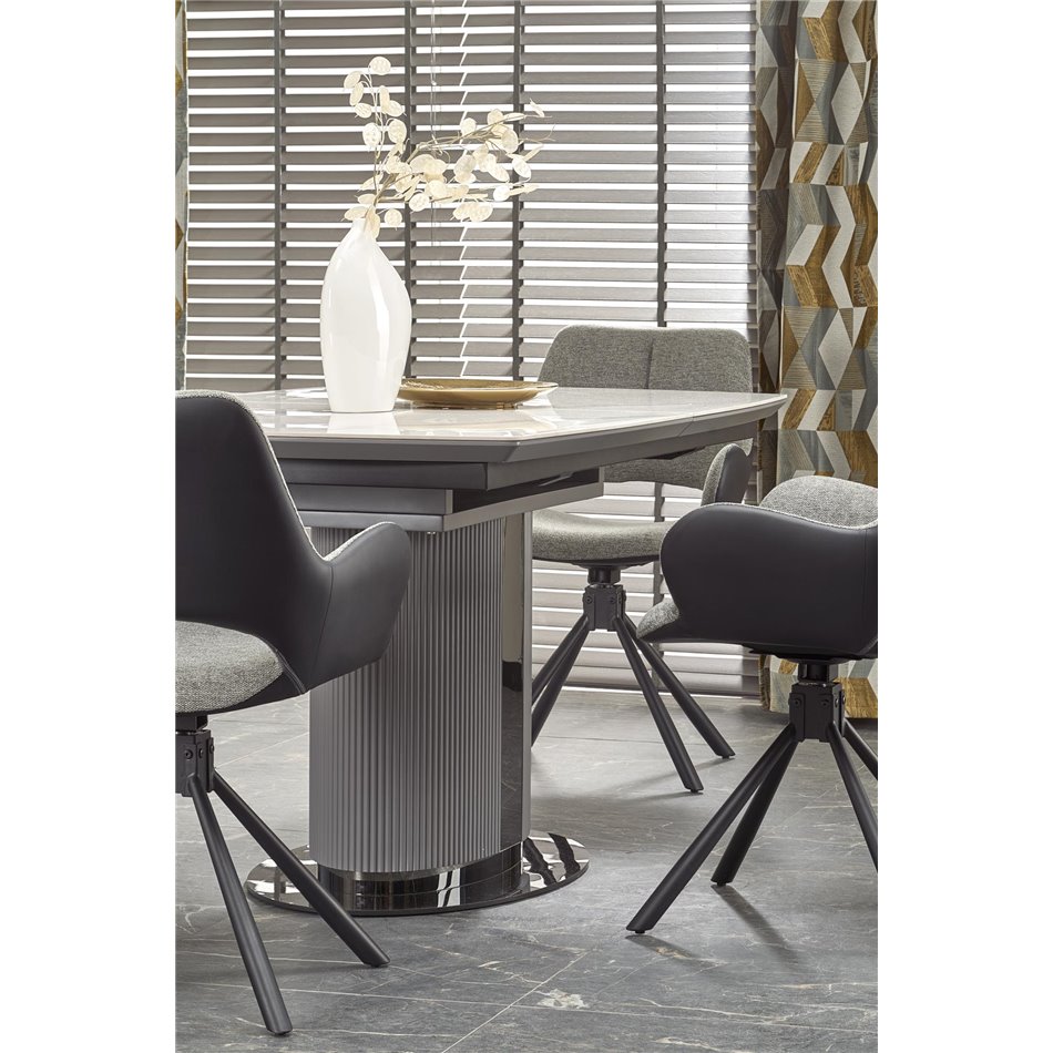 Extendable dining table Hancan, ceramic/MDF/steel, H76x160-220x90cm