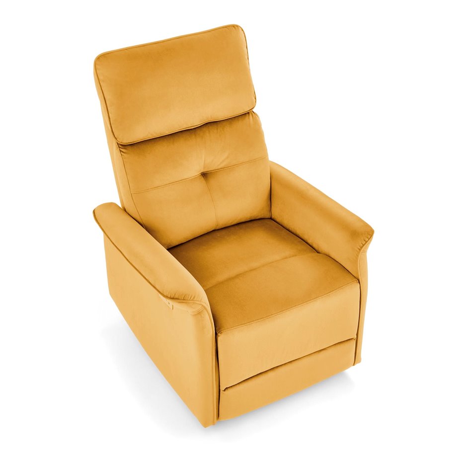 Electric recliner Hemiro, mustard color velvet, USB charging socket, W90-170x80cm, H92-108cm, seat H46cm