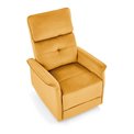 Electric recliner Hemiro, mustard color velvet, USB charging socket, W90-170x80cm, H92-108cm, seat H46cm