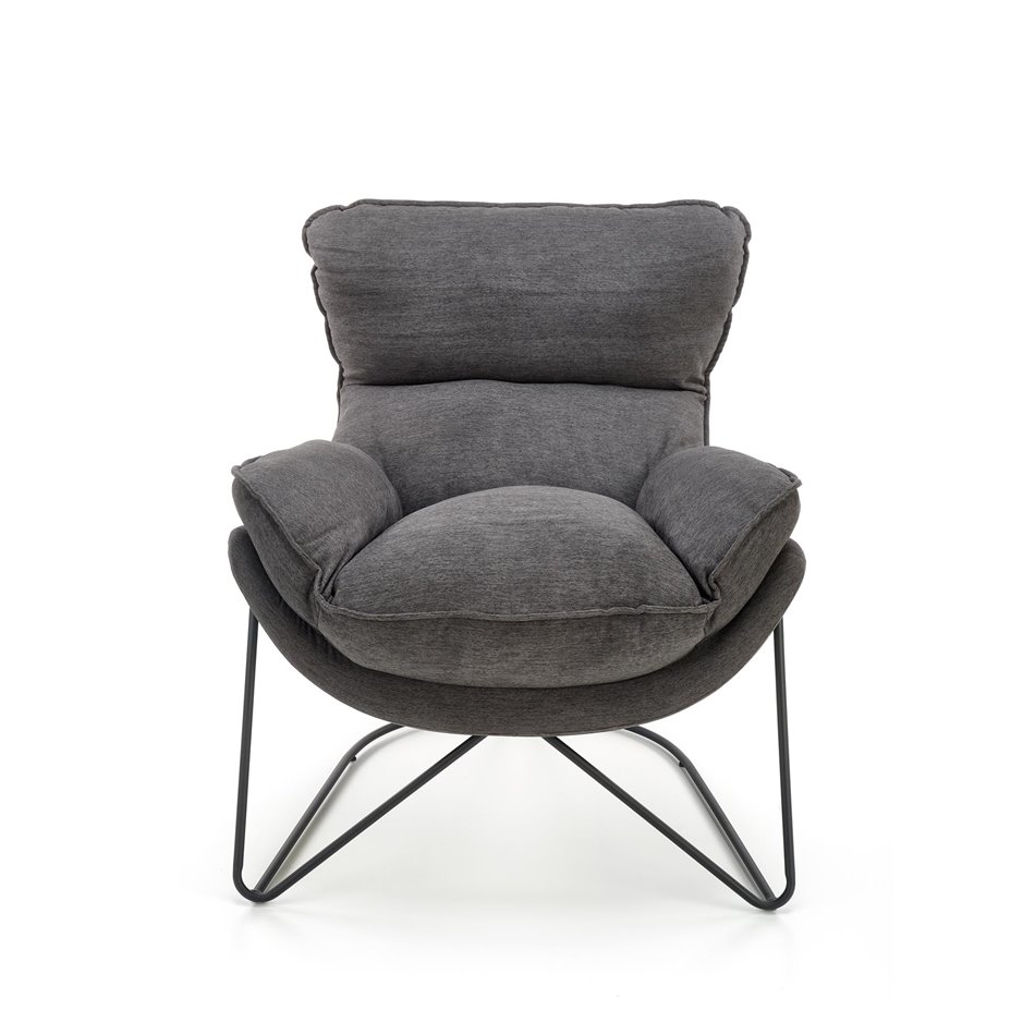 Lounge chair Holker, grey/black, H78x91x72cm, seat H44cm