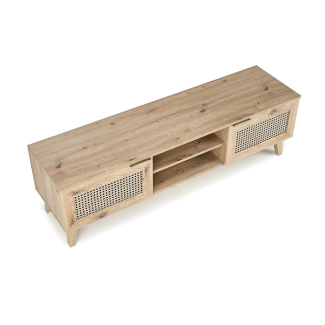 TV table Horeno, oak/black color, MDF, H45x150x40cm