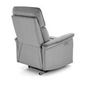 Electric recliner Hemiro, grey velvet, USB charging socket, W90-170x80cm, H92-108cm, seat H46cm