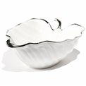 Decorat. ceramic fruit plate Garron, white/ silv, 22x19x10cm