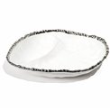 Decorat. ceramic fruit plate Wioletta,white/silver,29x24x6cm