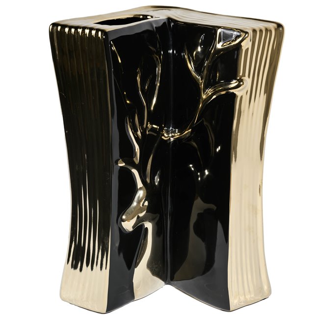 Vase  Grette, black/ gold, 15.5x15x23.5cm