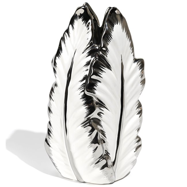 Vase  Grette, white/silver, 15x10x27cm