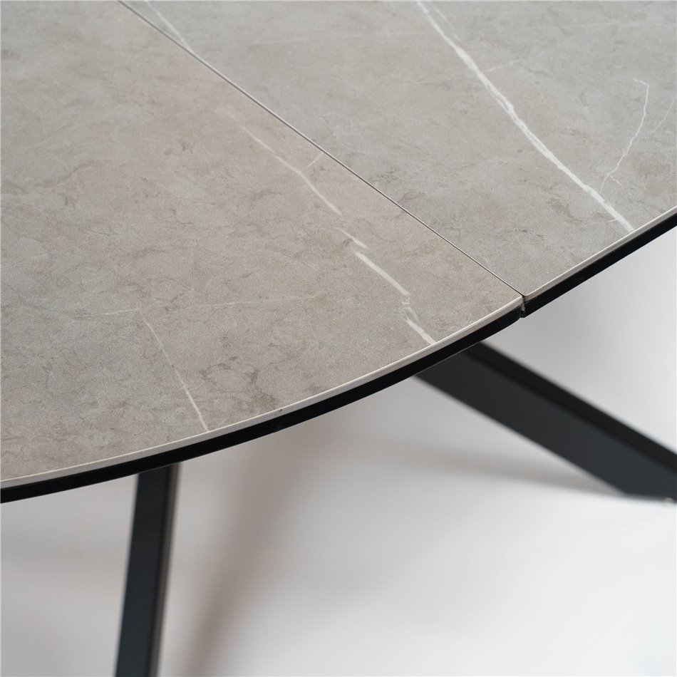 Dining table ext. Laccio, ceramic/ grey, D120-160xH75cm