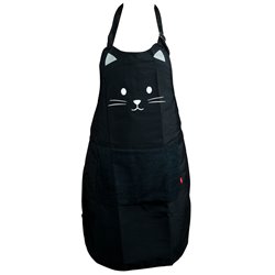 Apron Kitty, black, 78x52cm