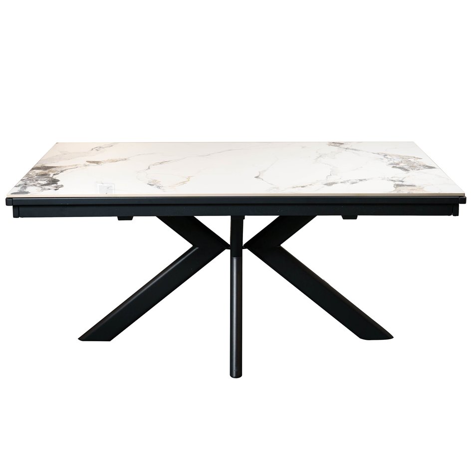 Extendable dining table Reibeka 017, sintered stone, black, 160-276x90xH75cm