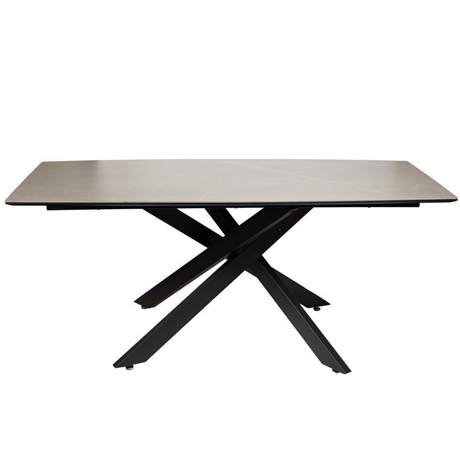 Dining table Lafitte LGR, sintered stone/mdf/metal, light grey, 180x90cm H75cm