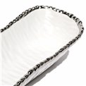 Decorat. ceramic fruit plate Galla,white/silver color, 34x10.5x6.5cm