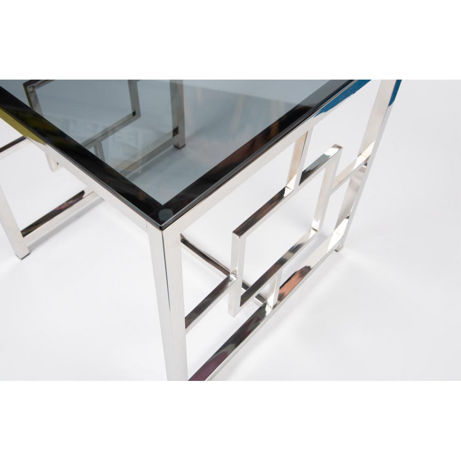 Side table Eder, toned glass/silver, 55x55x55cm