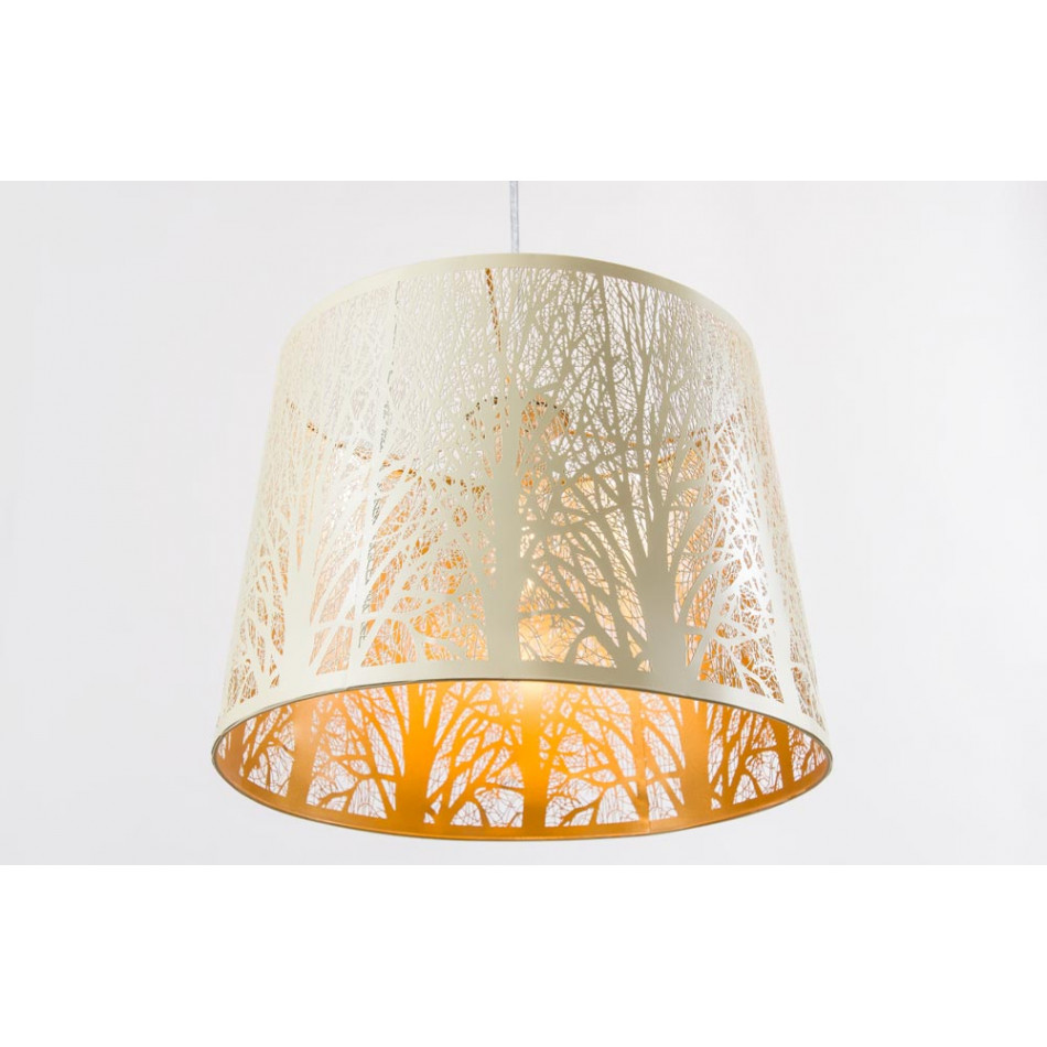 Pendant lamp Labosca, beige/golden, E27 60W, H30-110cm D35cm