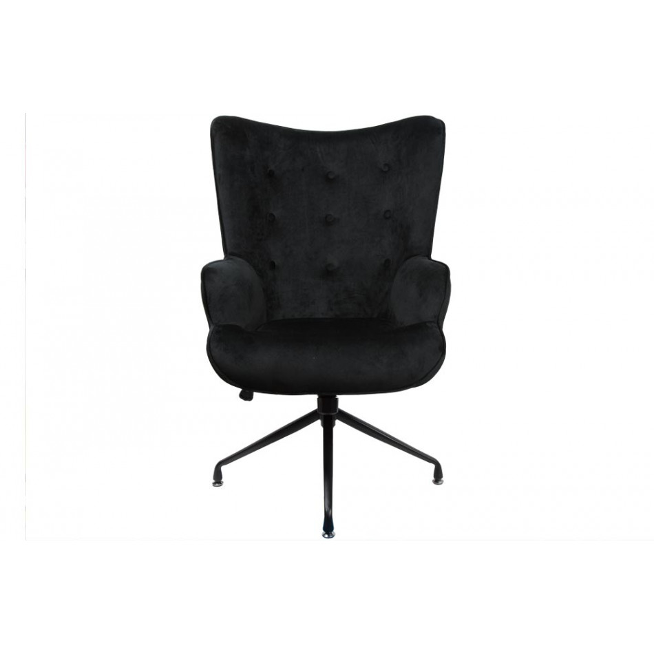 Armchair Dallas, black, velvet, 103x75.5x70cm, seat height 50cm