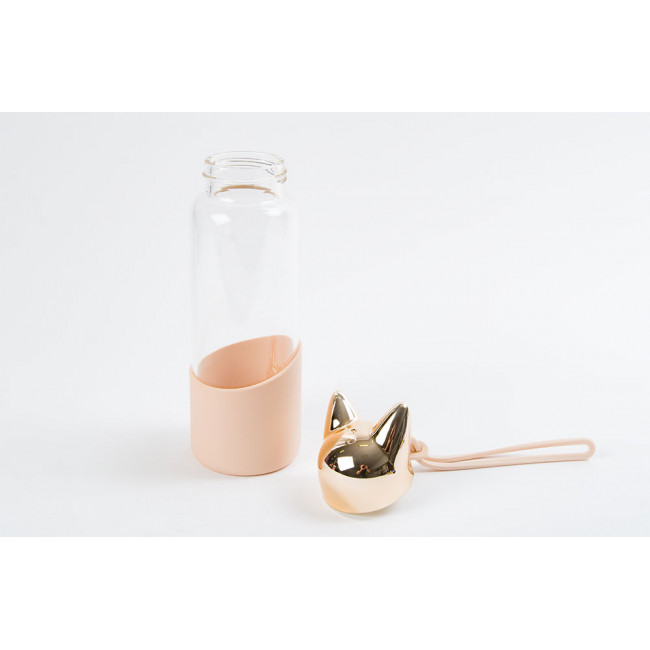 Bottle Cat, rosegold, borosilicate, 350ml, 20x6cm