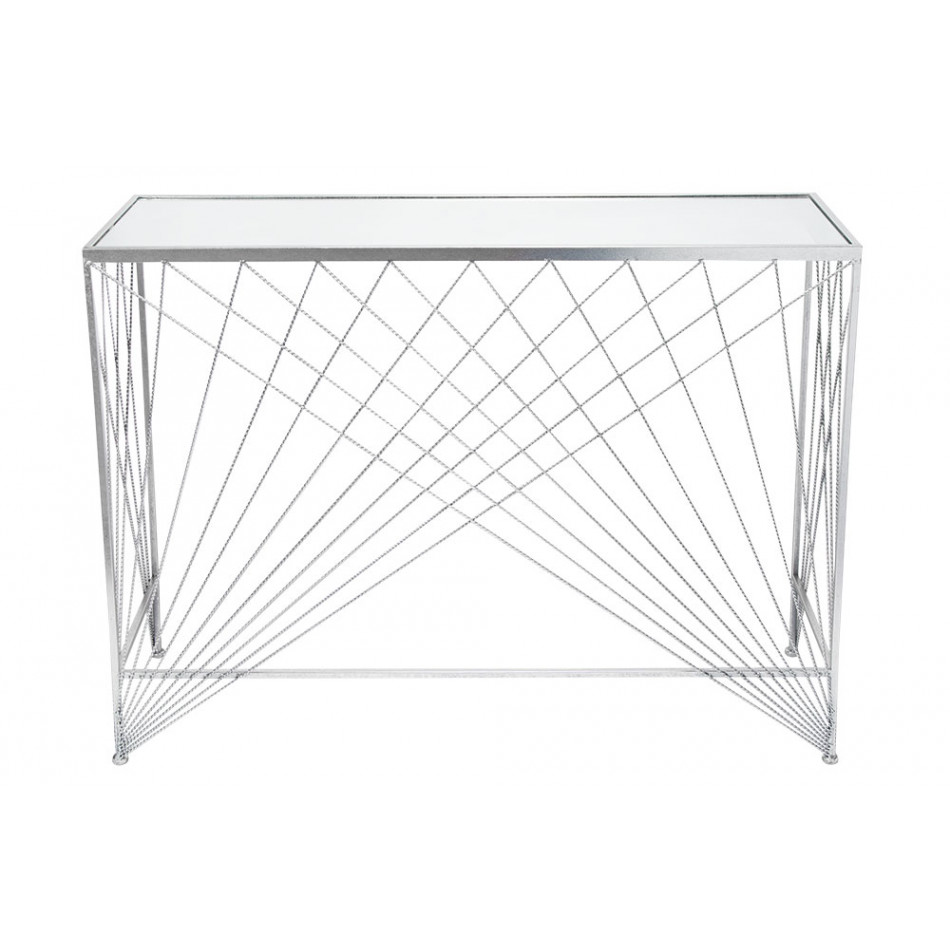 Console Bamberg M, mirror top, silver colour, 90x25x70cm