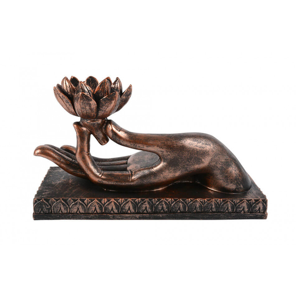 Buddha hand with tealight holder, brown, 32x19x15cm