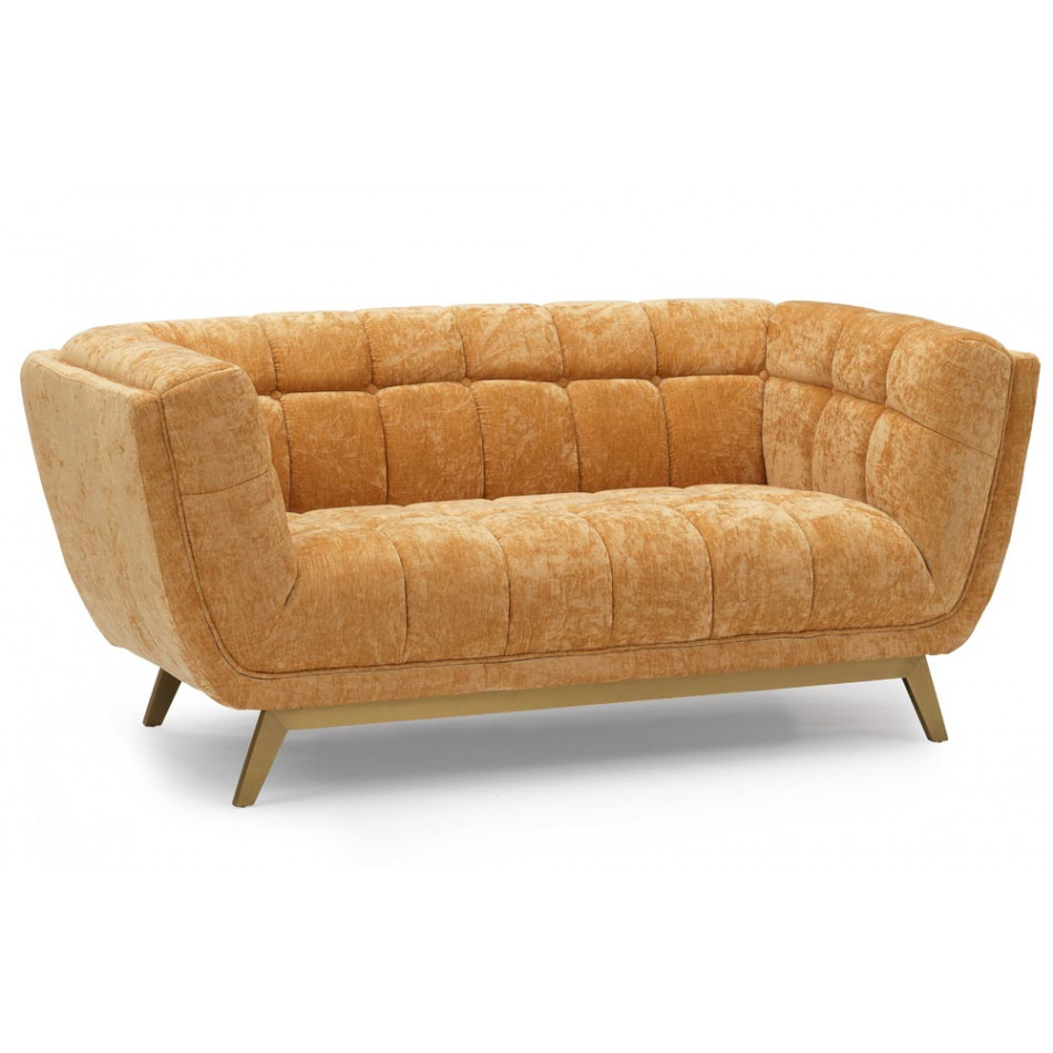 Sofa Haris, 2-seat, golden, velvet, 165x88x75cm, seat height 43cm