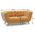 Sofa Haris, 2-seat, golden, velvet, 165x88x75cm, seat height 43cm