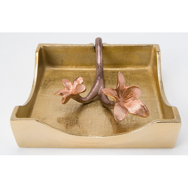 Napkin holder, gold/copper/bronze, 18x18cm