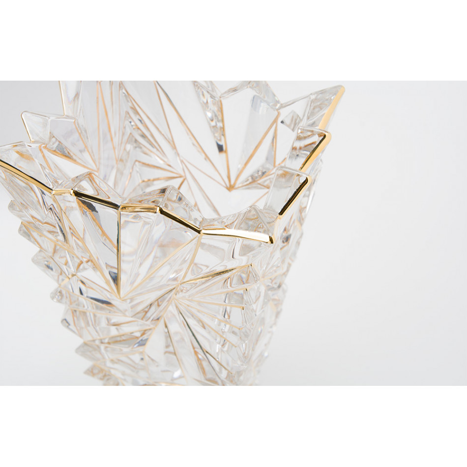 Crystal vase Glacier with gold lines/rim lead