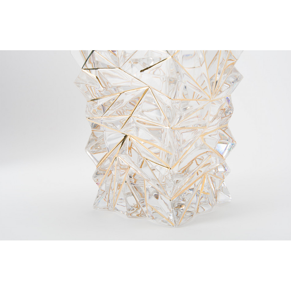 Crystal vase Glacier with gold lines/rim lead