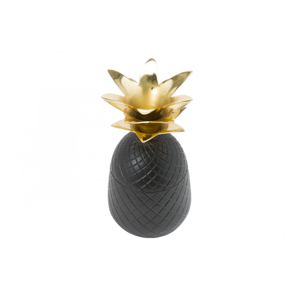 Decorative Pineapple box, black/gold, 22cm