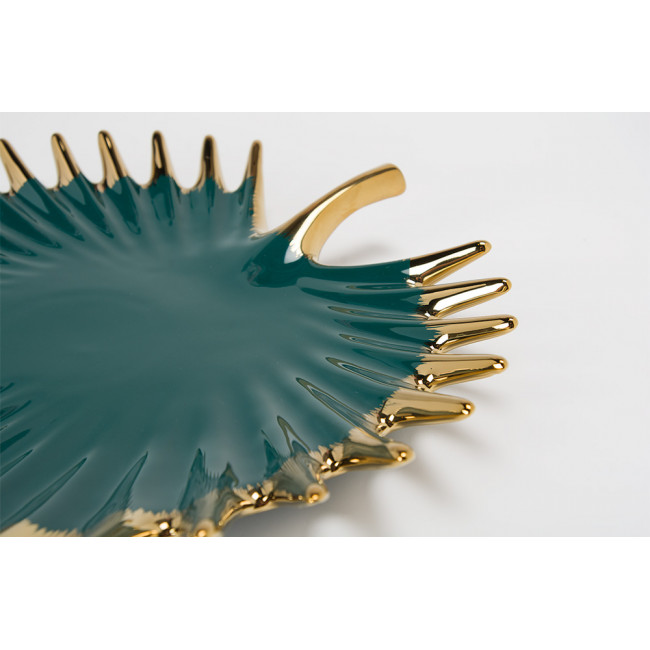 Decorative bowl Waterlo, green/gold, 31x30.5x4.5cm