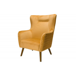 Armchair Dartford,velvet,yellow gold,100x75x83cm, seat h40cm