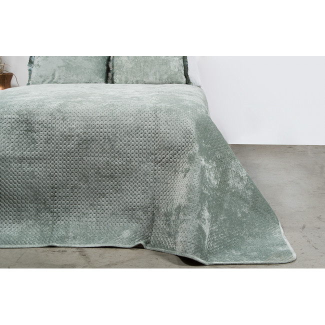 Bed cover Shelly 04, light green, velvet, 220x240cm