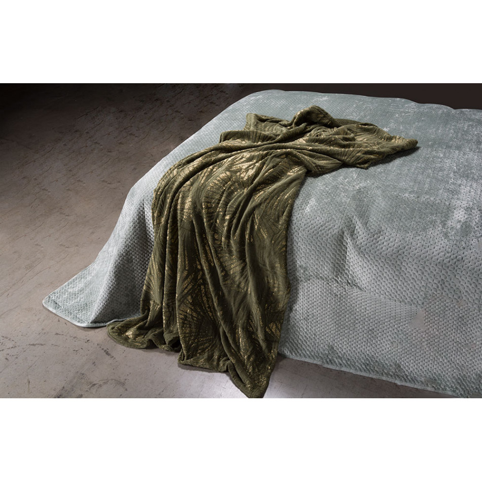 Bed cover Shelly 04, light green, velvet, 220x240cm