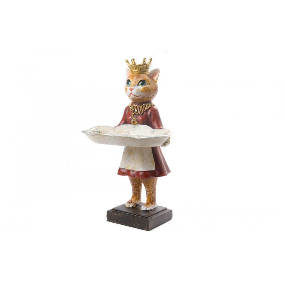 Decorative figure Male cat with crown, multi, 16.5x15x29.5cm