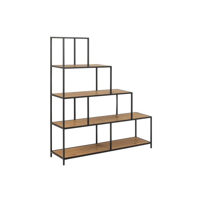 Bookcase Seaford II, oak/black frame,135x35x150cm