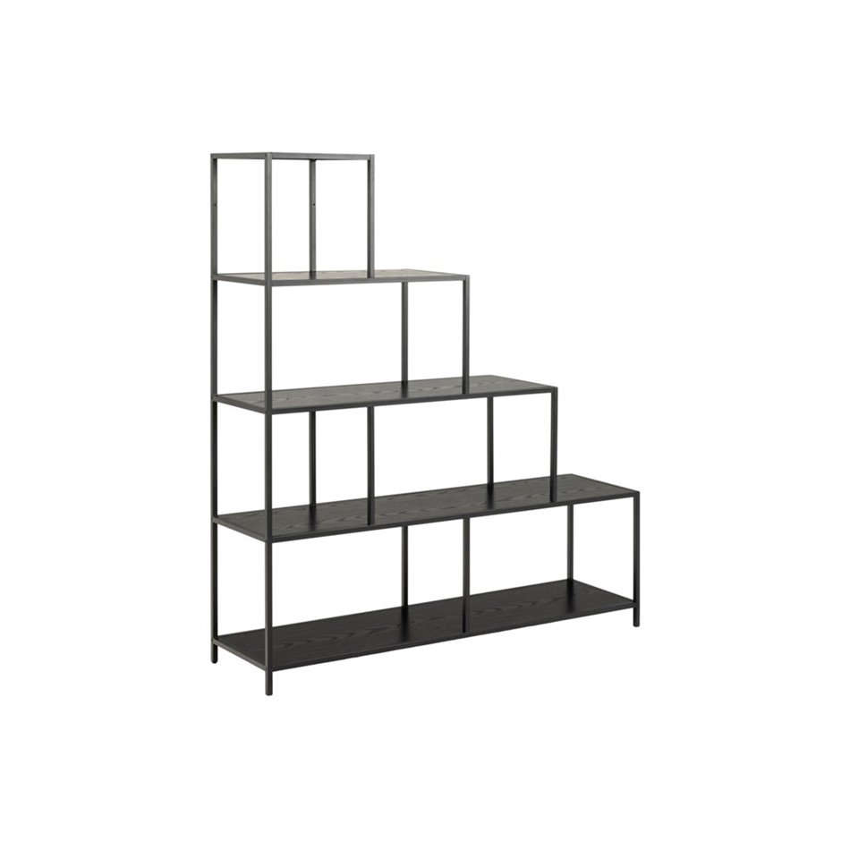 Bookcase Seaford II, ash/black frame,135x35x150cm