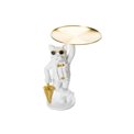 Decorative figure Cat with tray, white/golden, 20x17x27cm