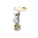 Decorative figure Cat with tray, white/golden, 20x17x27cm