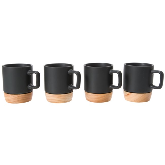 Coffee cup set 4 Bamboo, black, 12cl