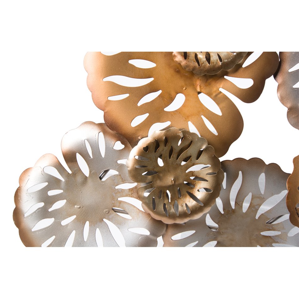 Wall deco Flowers, silver/golden, 70x4x42cm