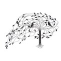 Metal wall deco TREE, golden/silver/black, 109x2x72cm