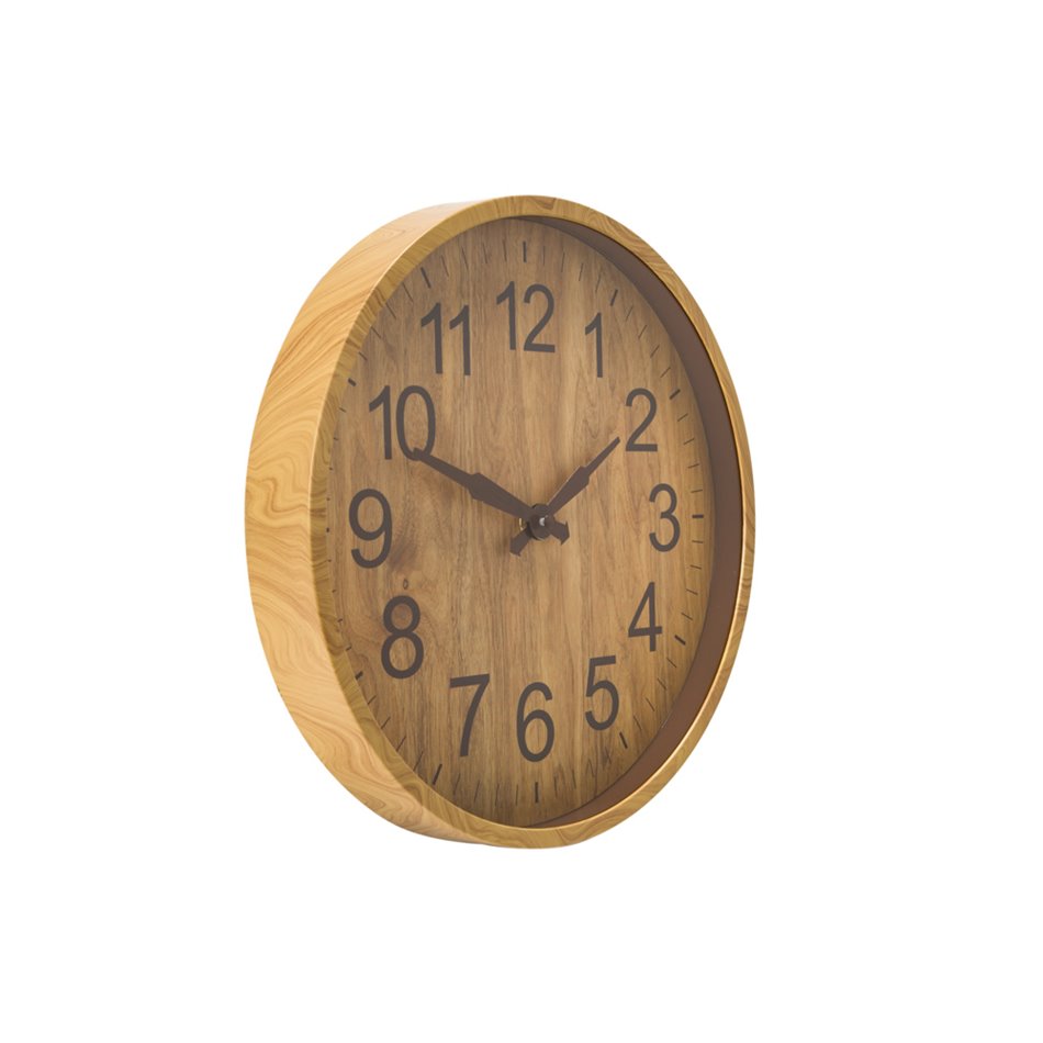 Wall clock Wood, natural/brown, D30x3cm