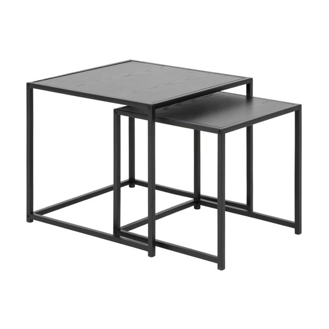 Nest table set Seaford, black ash,W50xD50xH45,40x40x45c