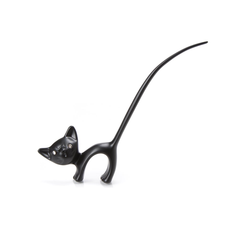 Ring holder Cat, black, 8x15cm