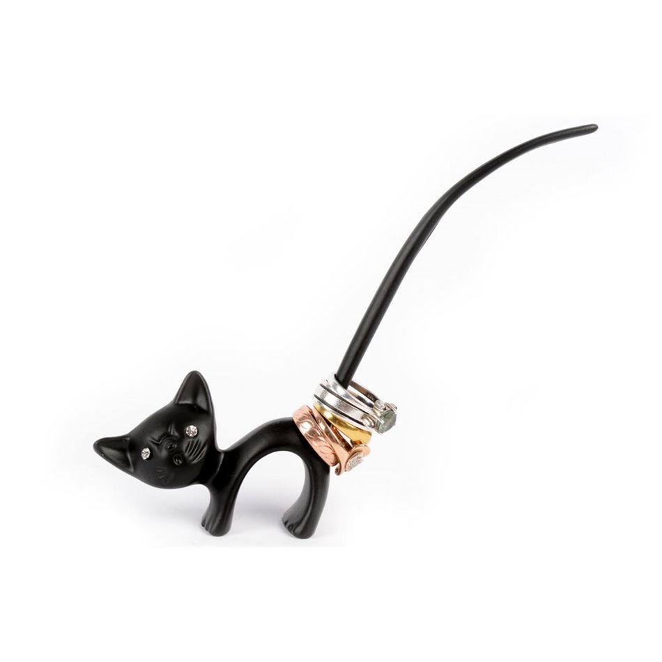 Ring holder Cat, black, 8x15cm