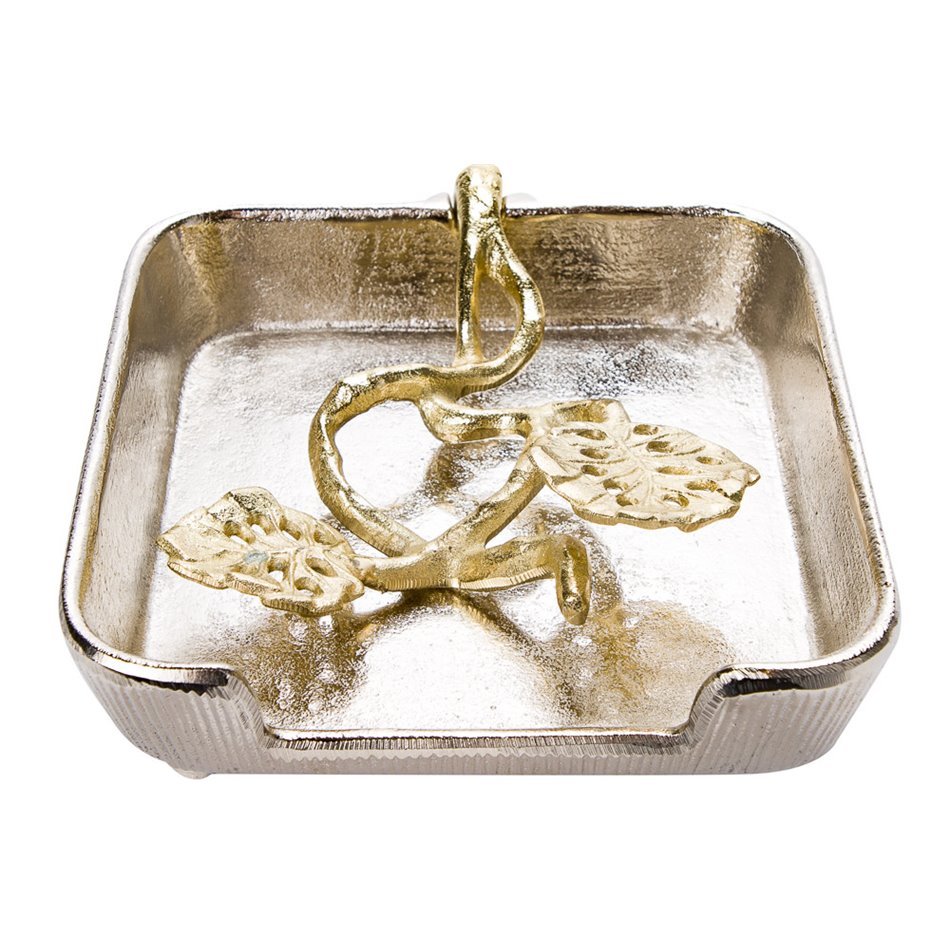 Napkin tray we/leaf handle Baga, 19x19x5cm