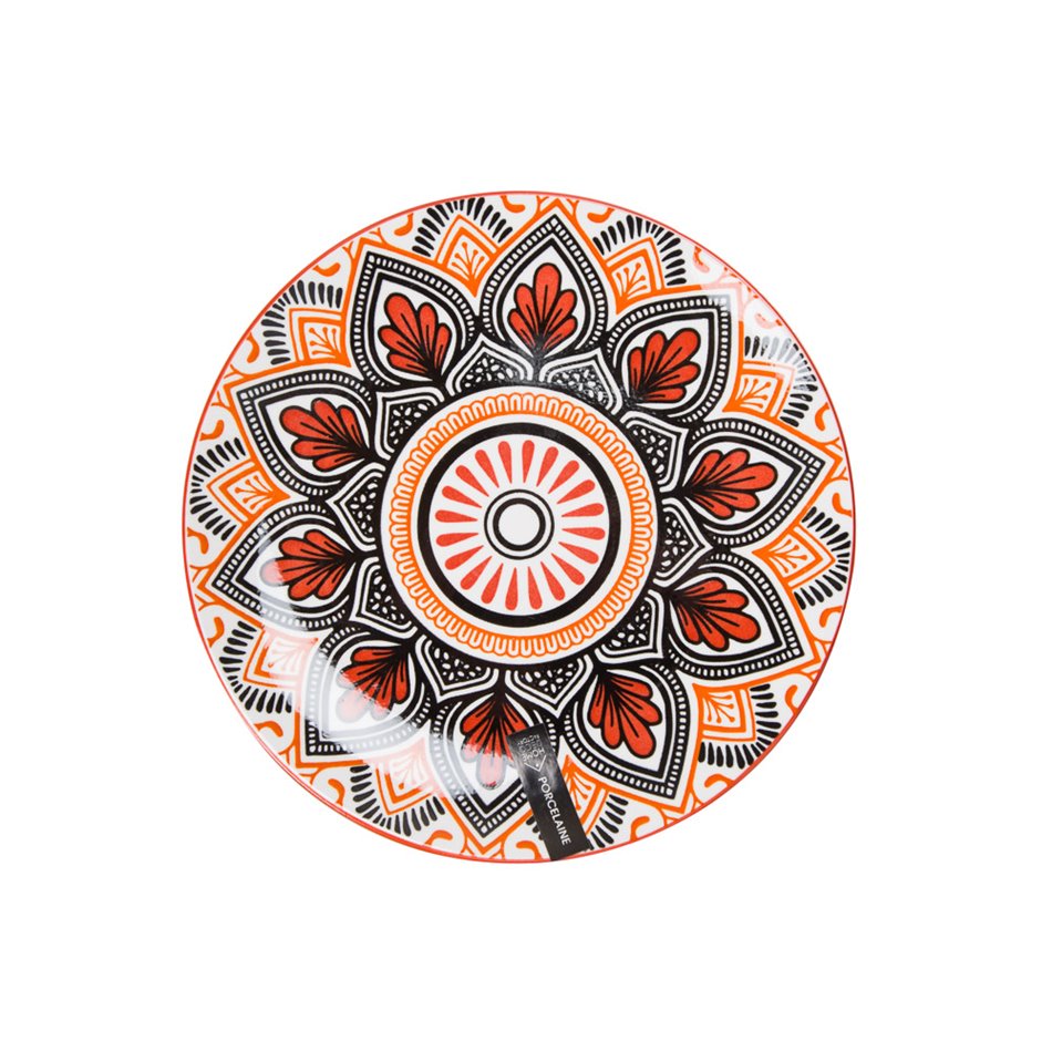 Plate Mandala, orange, D19cm