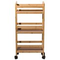 Shelf Narrow wheels troley, bamboo, H74.5x36x15cm