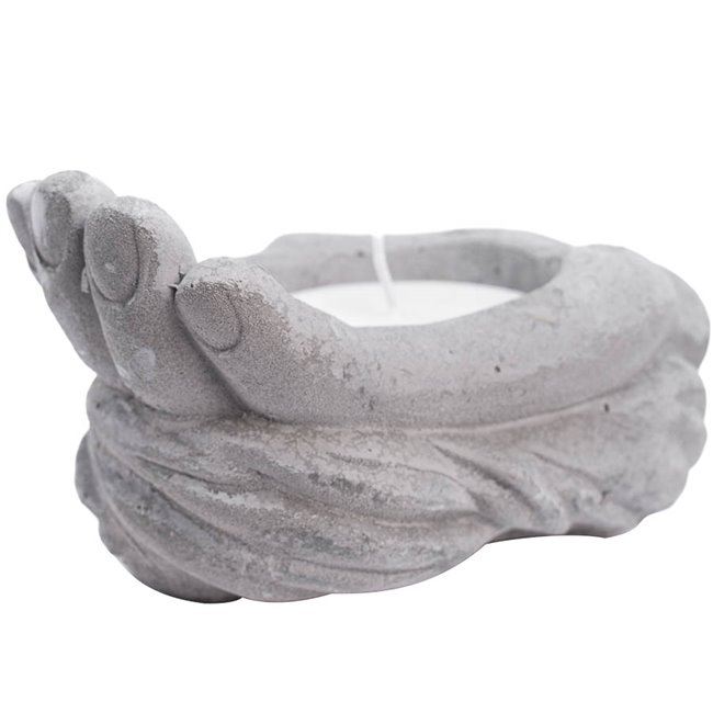 Candlestick Hand with candle, gray,H9x15x9.5cm, 105g