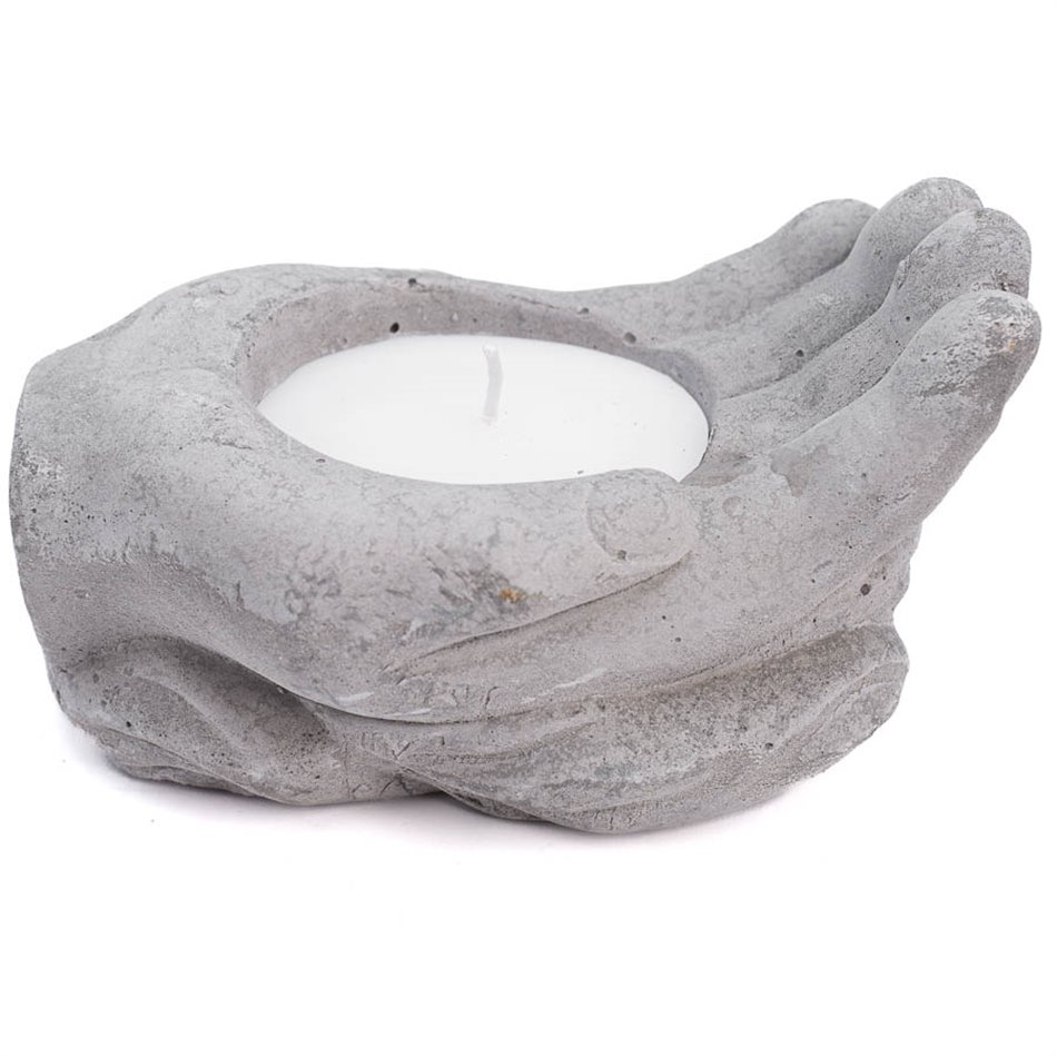 Candlestick Hand with candle, gray,H9x15x9.5cm, 105g